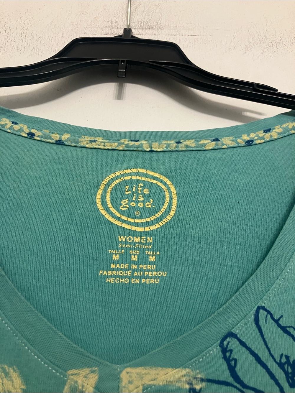 Life is Good Have a Nice Daisy v-neck t-shirt 3/4 sleeve graphic medium - Picture 2 of 8